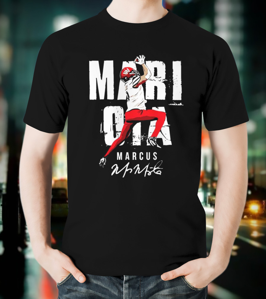 "Mari OIA Marcus Mariota Washington Commanders NFL Signature" T-Shirt