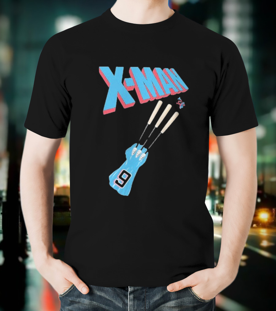 X-Man Miami Marlins Baseball Number 9 Batting Glove T-Shirt