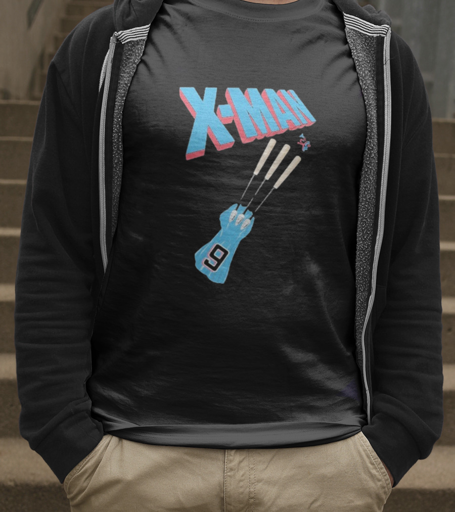 X-Man Miami Marlins Baseball Number 9 Batting Glove T-Shirt