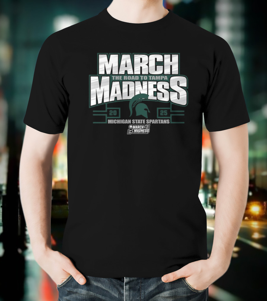 March Madness The Road To Tampa 2025 Michigan State Spartans NCAA Women's Basketball Tournament T-Shirt