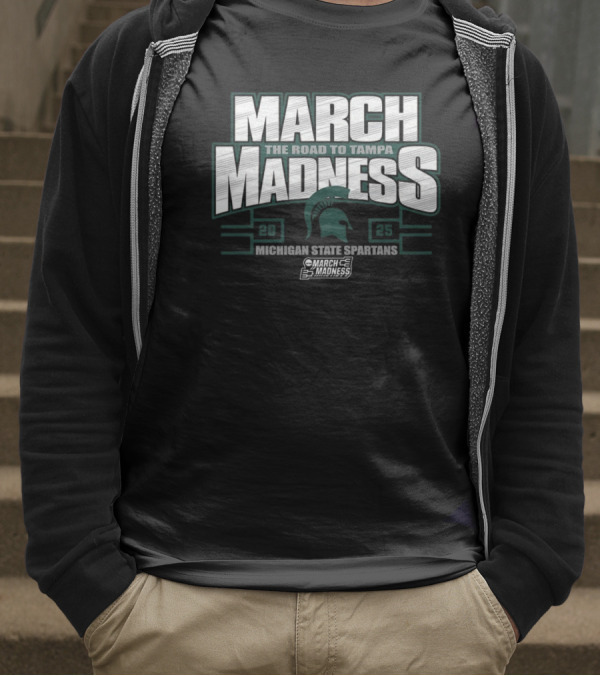 March Madness The Road To Tampa 2025 Michigan State Spartans NCAA Women's Basketball Tournament T-Shirt
