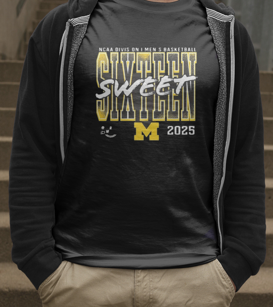 NCAA 2025 Michigan Wolverines Sweet Sixteen Basketball Tournament T-Shirt