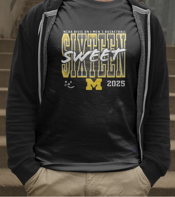 NCAA 2025 Michigan Wolverines Sweet Sixteen Basketball Tournament T-Shirt