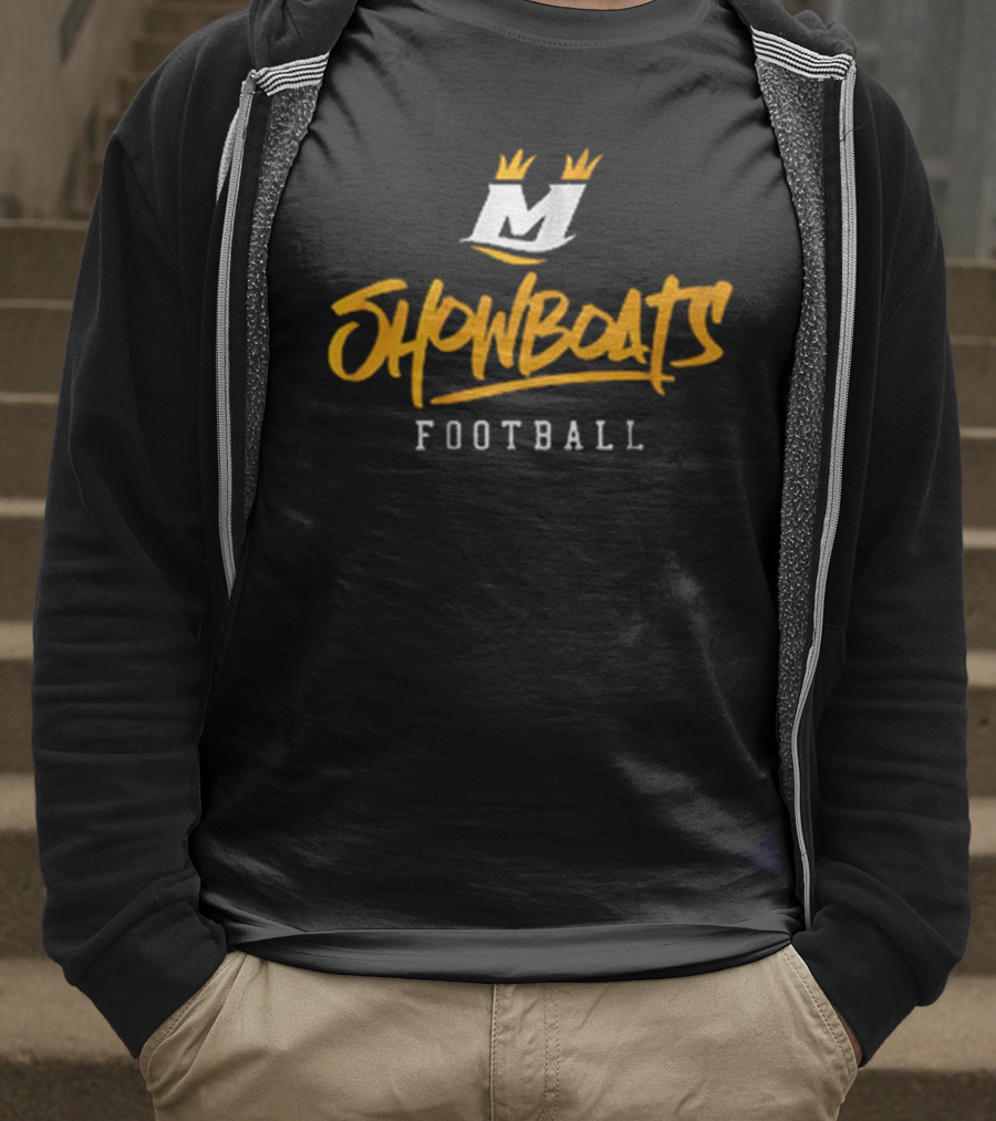Showboats Football Memphis M Crown Stylized Text T-Shirt