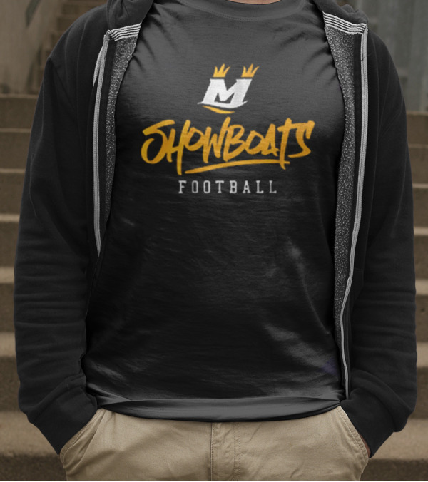Showboats Football Memphis M Crown Stylized Text T-Shirt