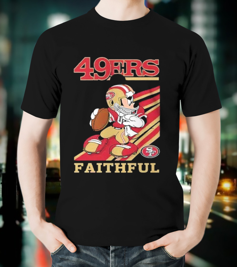 49ers Faithful Mickey Mouse Football Player T-Shirt