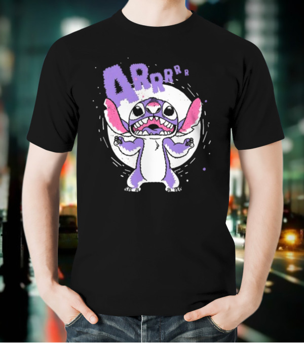 Midnight Stitch ARRp Purple Alien Character With Moon Background T-Shirt