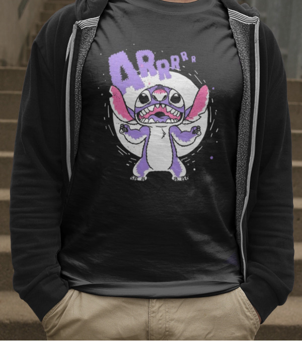 Midnight Stitch ARRp Purple Alien Character With Moon Background T-Shirt