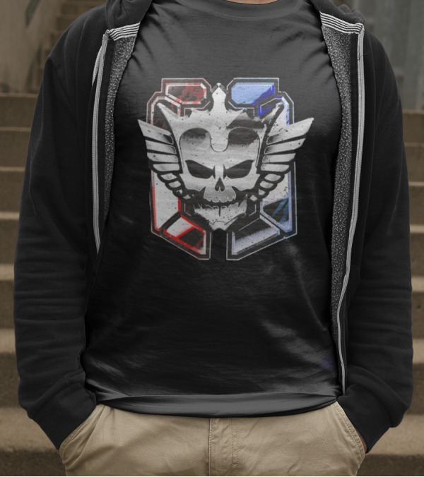 Cody Rhodes Captain Badge Black Skull Wings Red Blue White T-Shirt