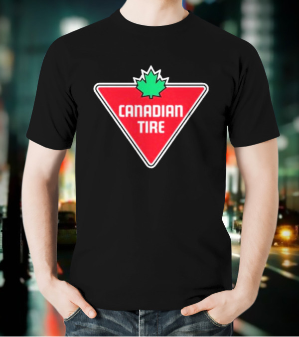 Mike Myers Canadian Tire Logo Red Triangle With Green Maple Leaf T-Shirt