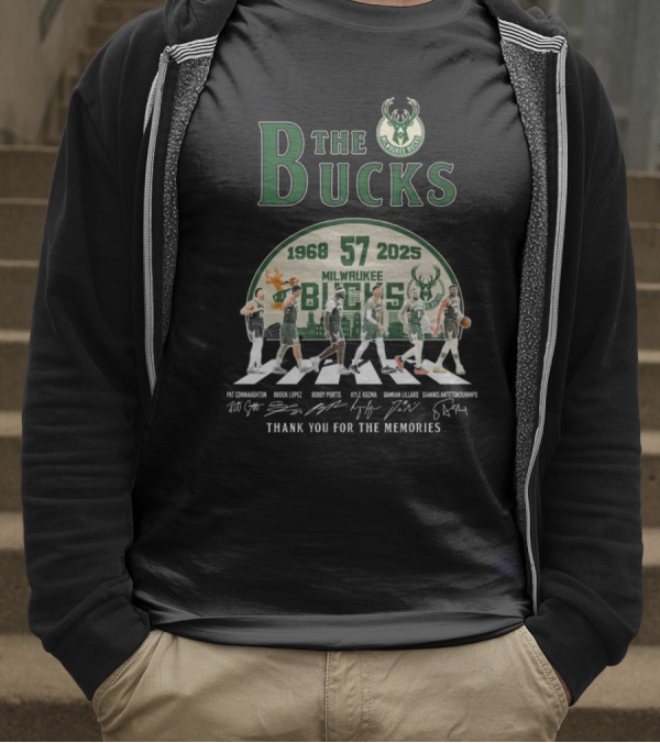 Milwaukee Bucks 57 Years 1968-2025 Thank You For The Memories T-Shirt