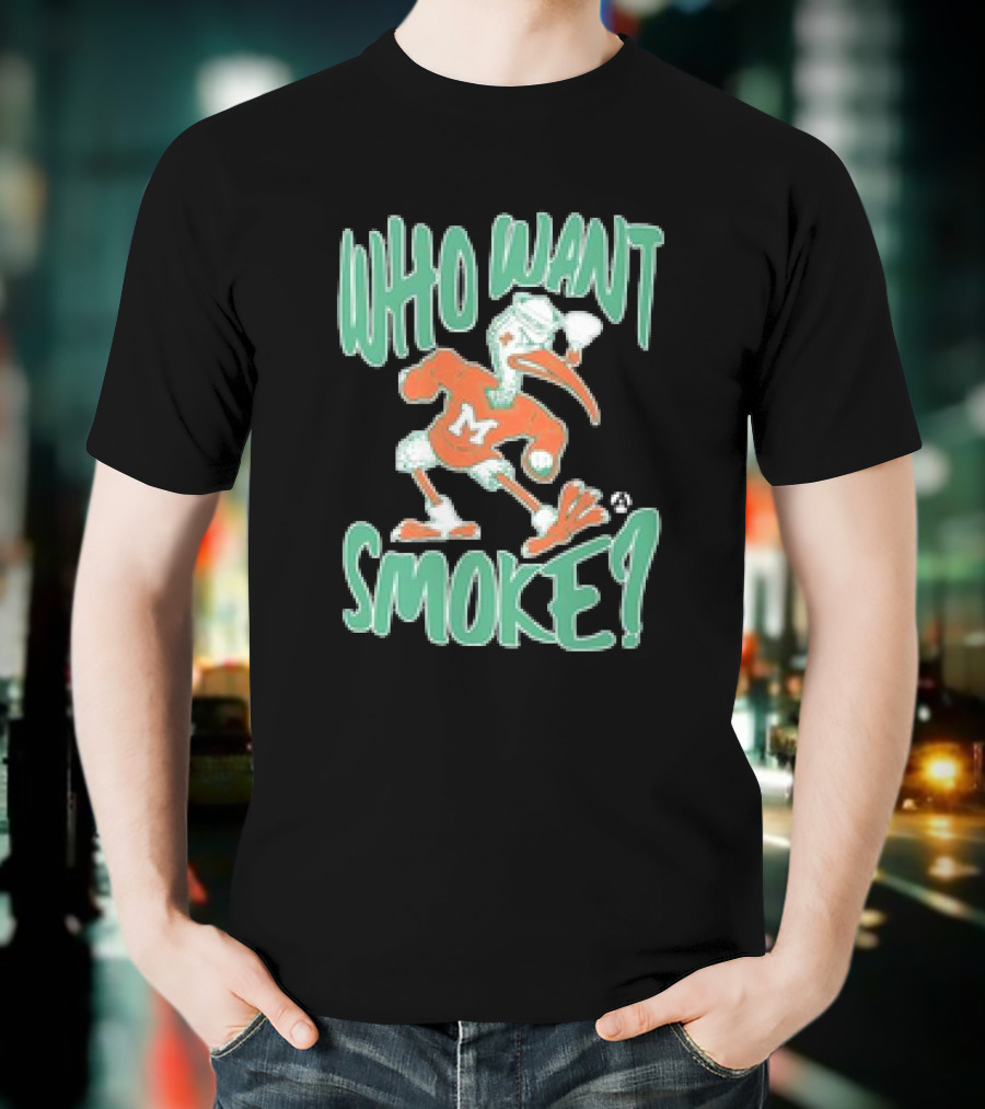 Miami Hurricanes Who Want Smoke Vintage Style Ibis Character T-Shirt