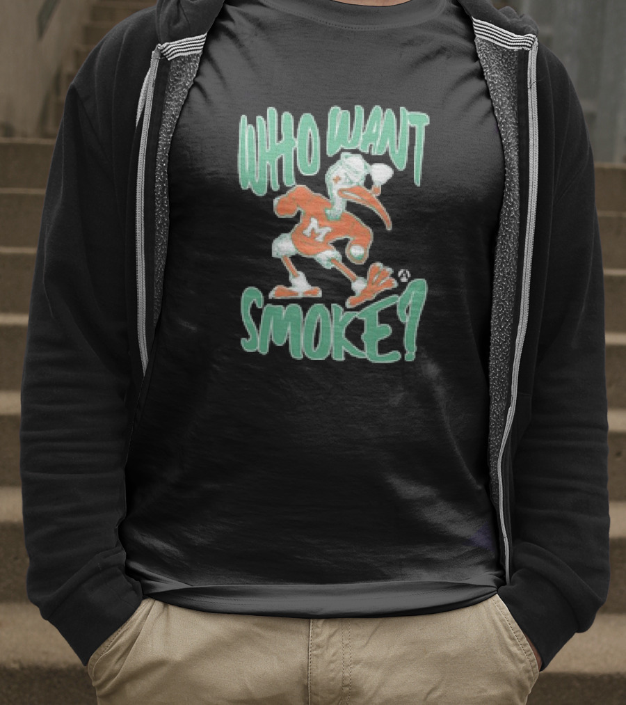 Miami Hurricanes Who Want Smoke Vintage Style Ibis Character T-Shirt