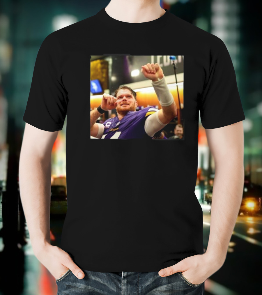 Minnesota Vikings Locker Room Celebration NFL Sam Darnold Insight T-Shirt