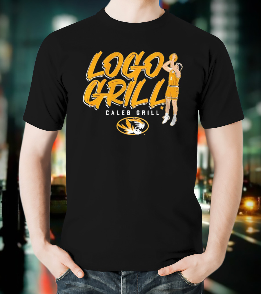 Logo Grill Caleb Grill Missouri Basketball Player Shooting Tiger Emblem T-Shirt
