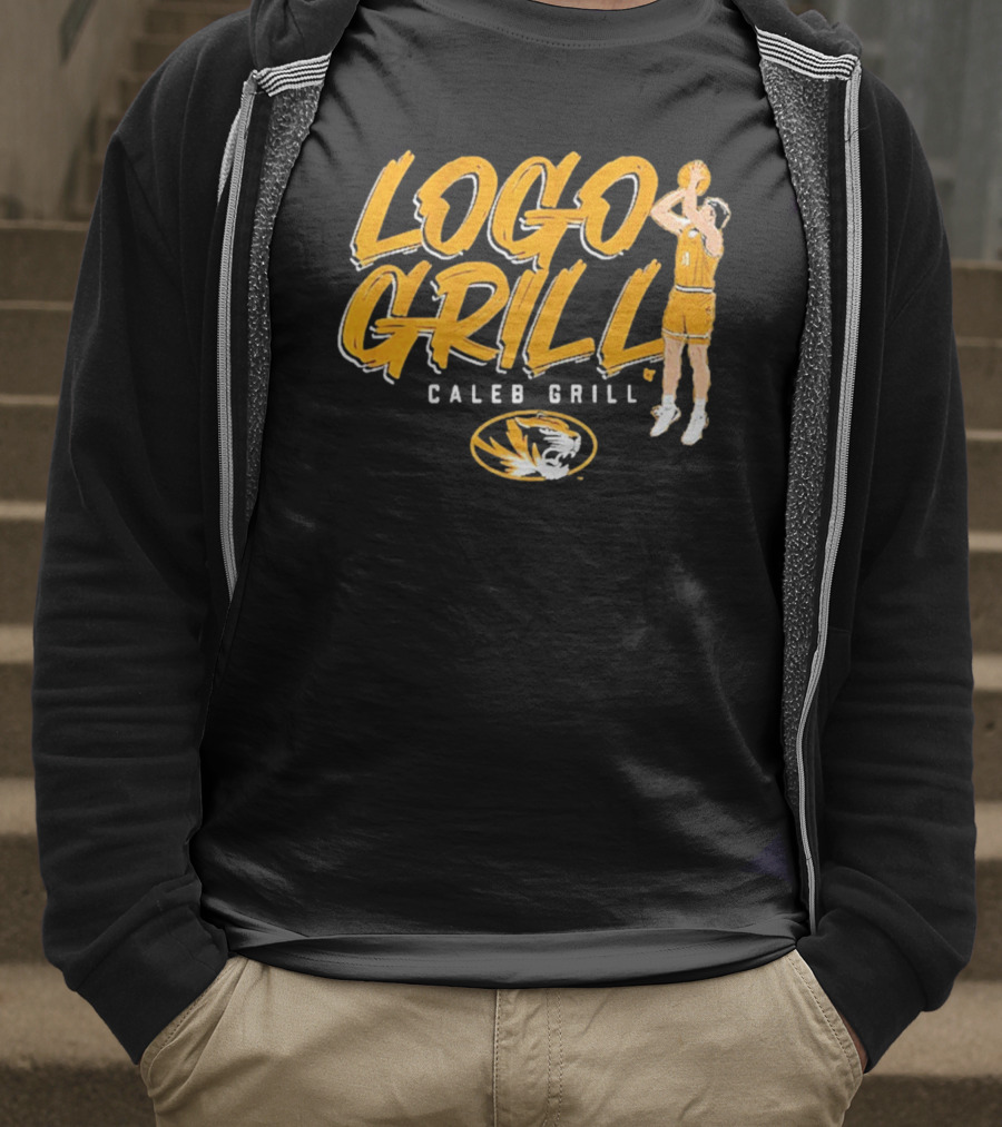 Logo Grill Caleb Grill Missouri Basketball Player Shooting Tiger Emblem T-Shirt