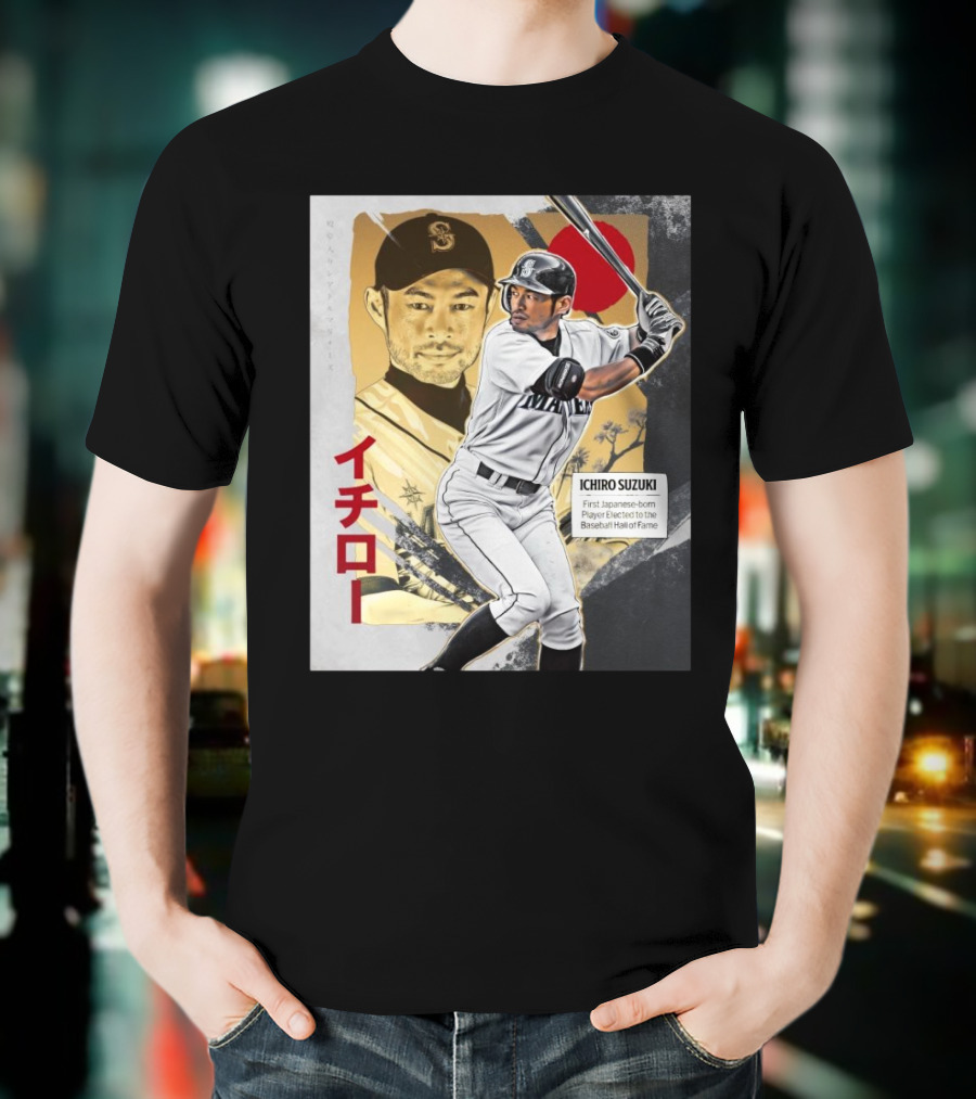 Ichiro Suzuki Seattle Mariners First Japanese-Born Player Elected To Baseball Hall Of Fame Red Sun T-Shirt