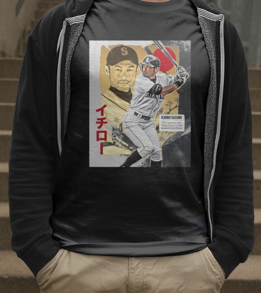 Ichiro Suzuki Seattle Mariners First Japanese-Born Player Elected To Baseball Hall Of Fame Red Sun T-Shirt