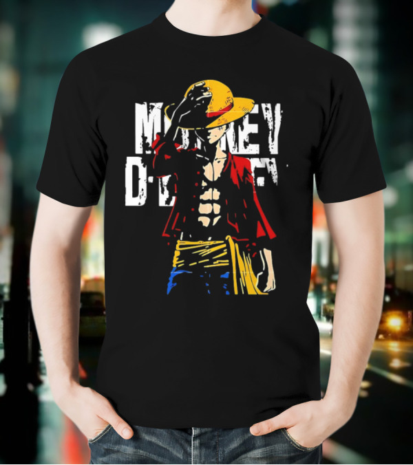 Monkey D Luffy One Piece Anime Character Iconic Straw Hat Pirate Outfit T-Shirt