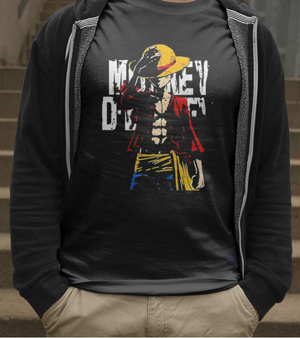 Monkey D Luffy One Piece Anime Character Iconic Straw Hat Pirate Outfit T-Shirt