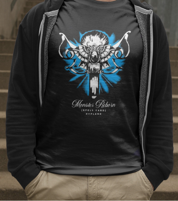 Monster Reborn Spell Card Hypland Blue Winged Design T-Shirt