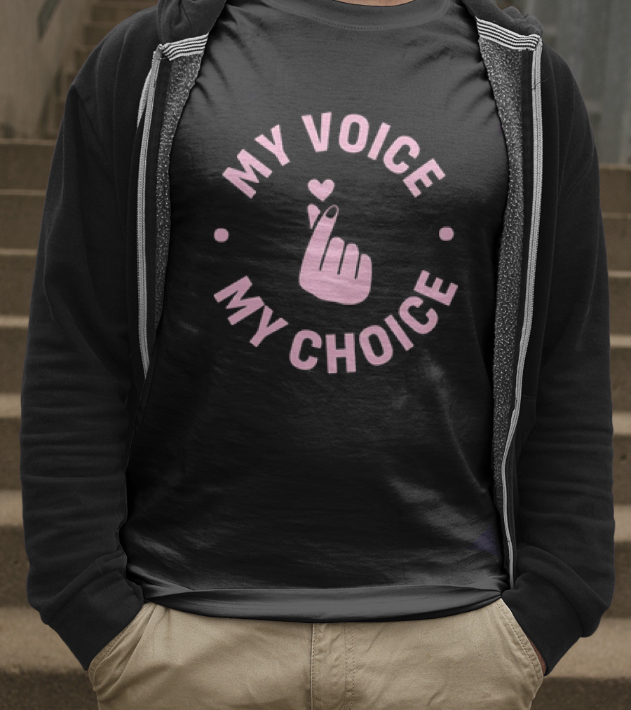 My Voice My Choice Pink Finger Heart Gesture T-Shirt