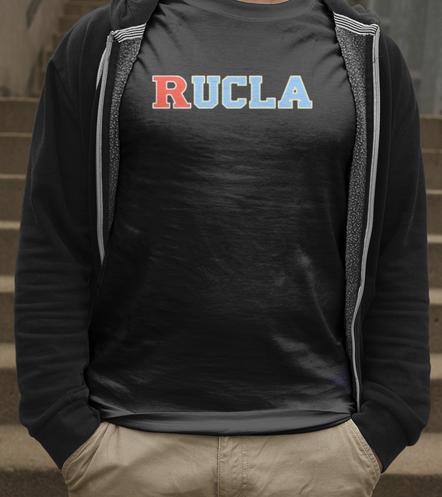 RUCLA Red Blue Varsity-Style Bold Text T-Shirt