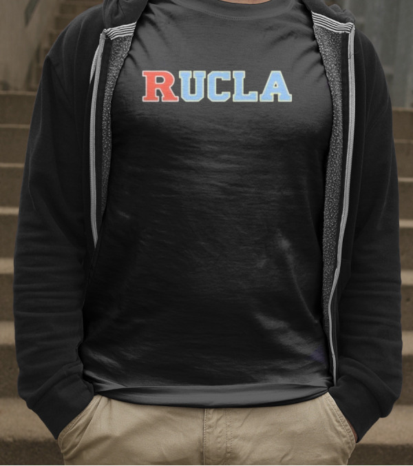 RUCLA Red Blue Varsity-Style Bold Text T-Shirt
