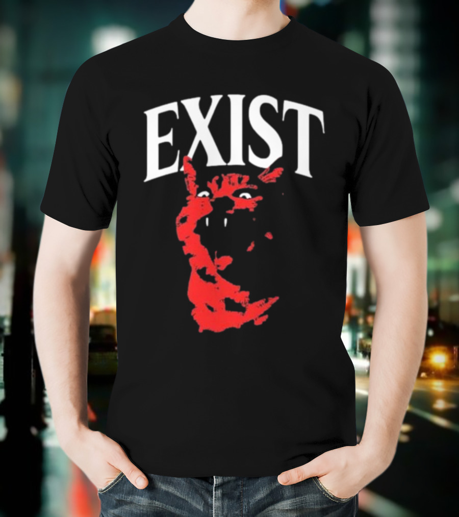Mynameistuv Exist Red Cat Face T-Shirt