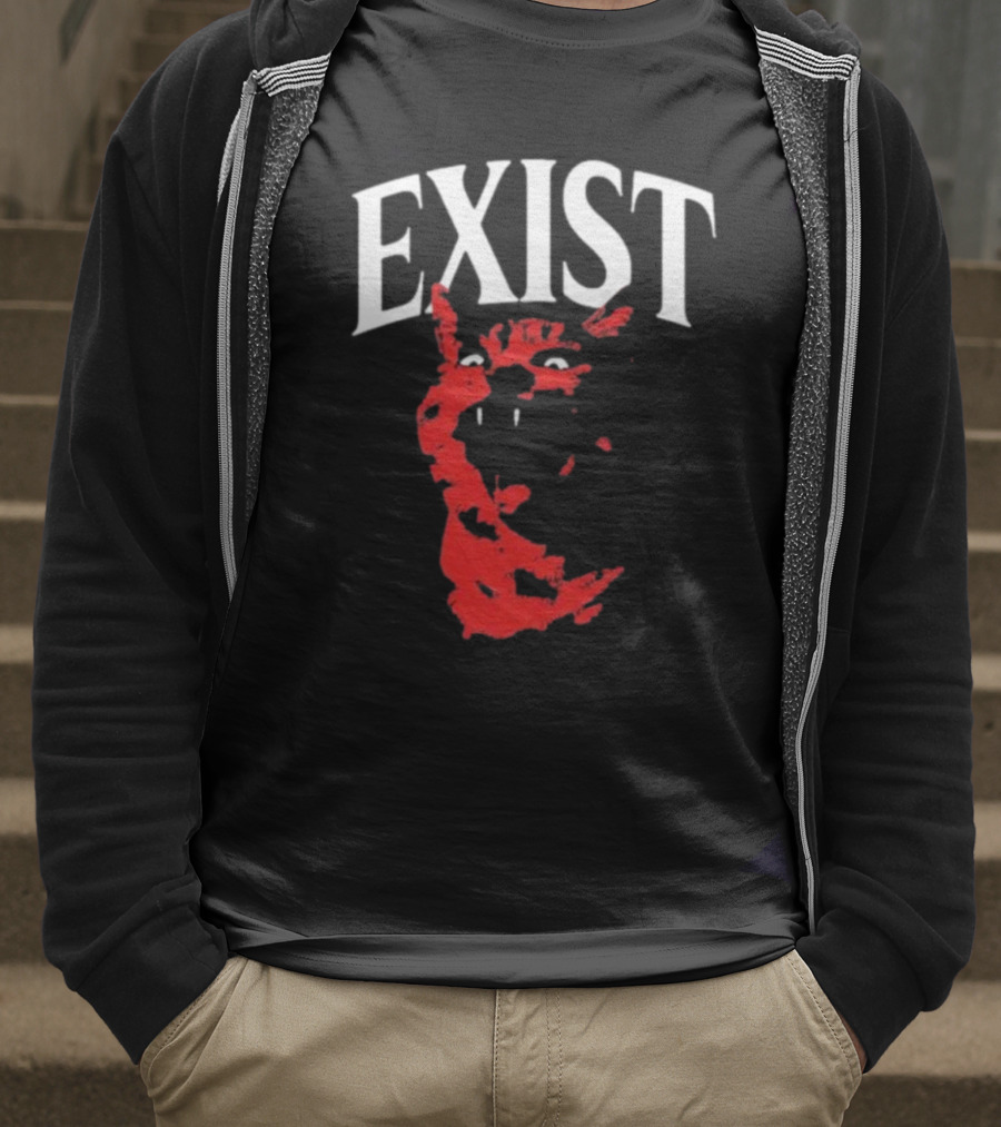 Mynameistuv Exist Red Cat Face T-Shirt