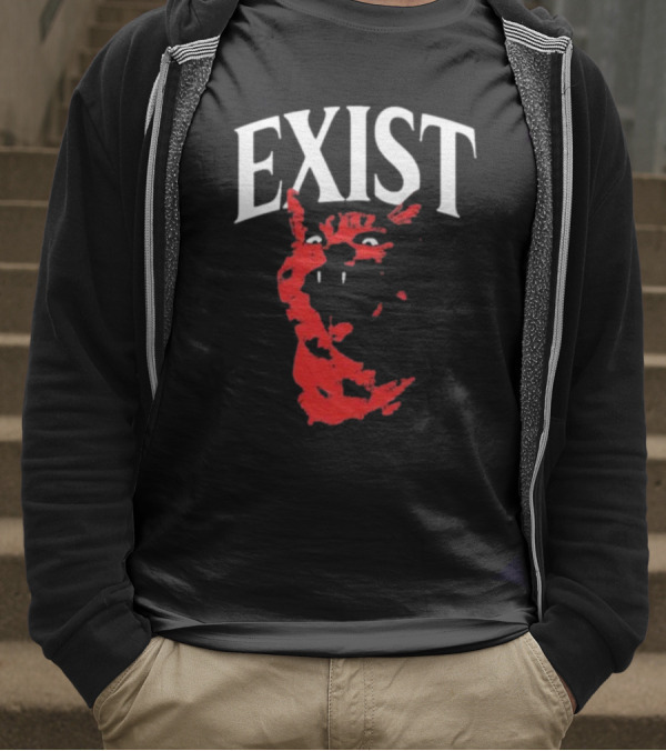 Mynameistuv Exist Red Cat Face T-Shirt
