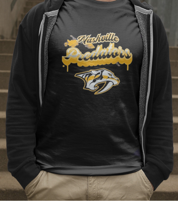 Nashville Predators Bubbly Script Ice Hockey Team Logo T-Shirt