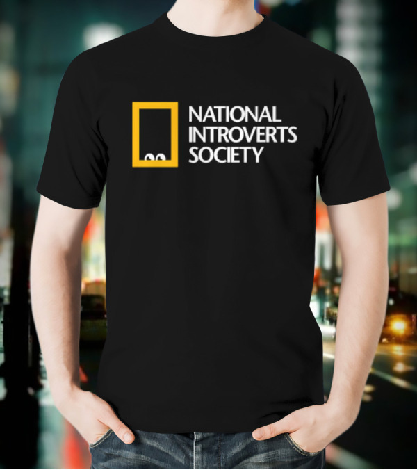 National Introverts Society Humor Featuring Iconic Yellow Frame And Peeking Eyes T-Shirt