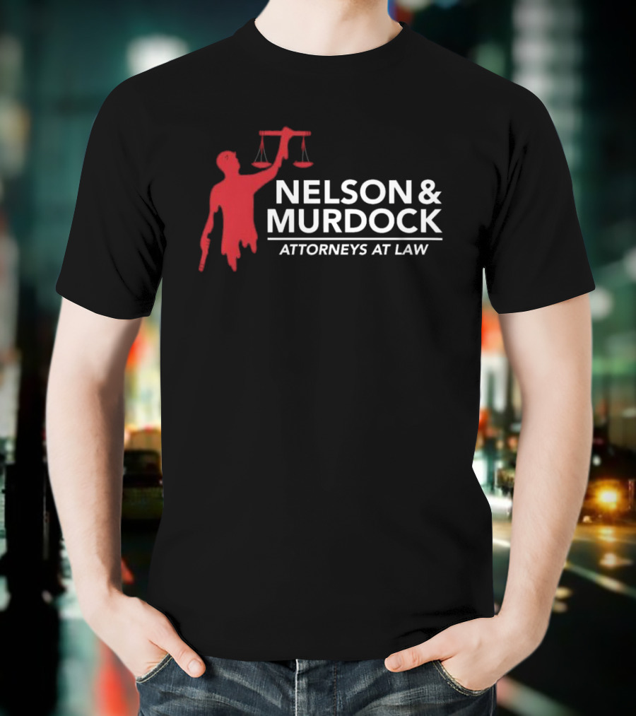 Nelson & Murdock Attorneys At Law Scales Of Justice Iconic Red Silhouette T-Shirt
