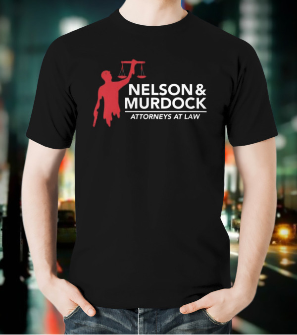 Nelson & Murdock Attorneys At Law Scales Of Justice Iconic Red Silhouette T-Shirt