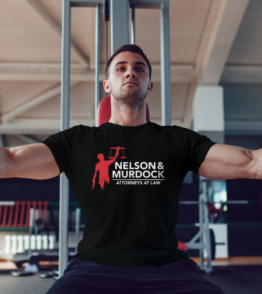 Nelson & Murdock Attorneys At Law Scales Of Justice Iconic Red Silhouette T-Shirt