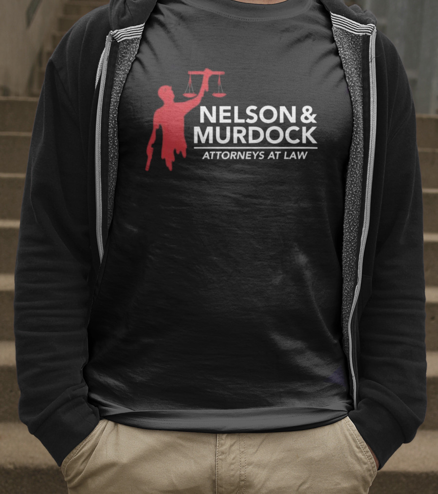 Nelson & Murdock Attorneys At Law Scales Of Justice Iconic Red Silhouette T-Shirt