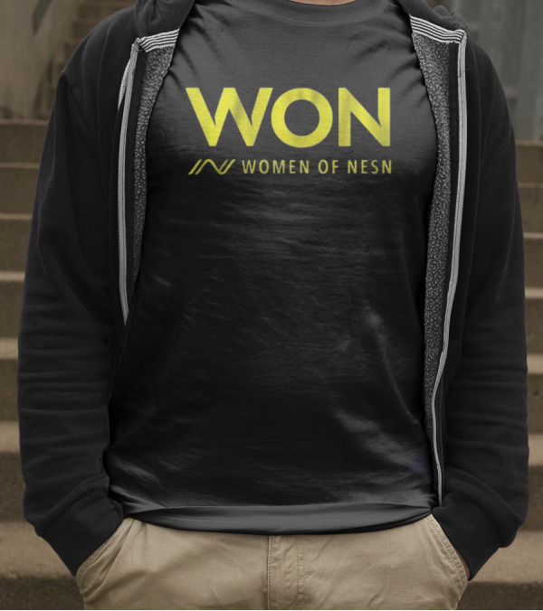 WON Women Of NESN Yellow Text With Stylish Lines T-Shirt
