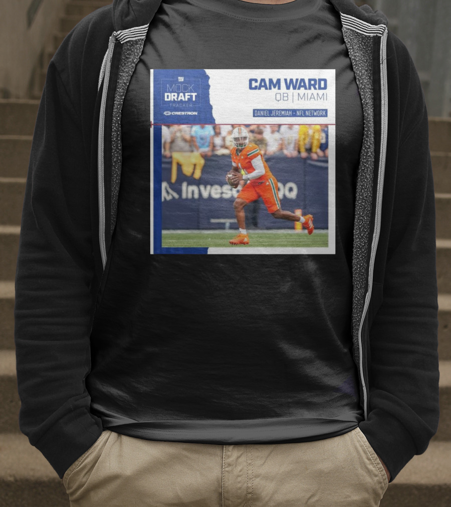 New York Giants Mock Draft Tracker Cam Ward QB Miami Daniel Jeremiah NFL Network T-Shirt