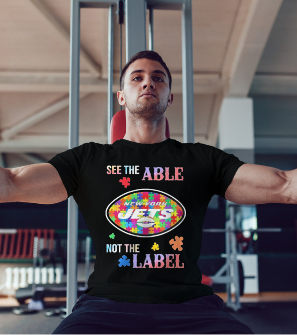 New York Jets Autism Awareness See The Able Not The Label Puzzle Pieces T-Shirt