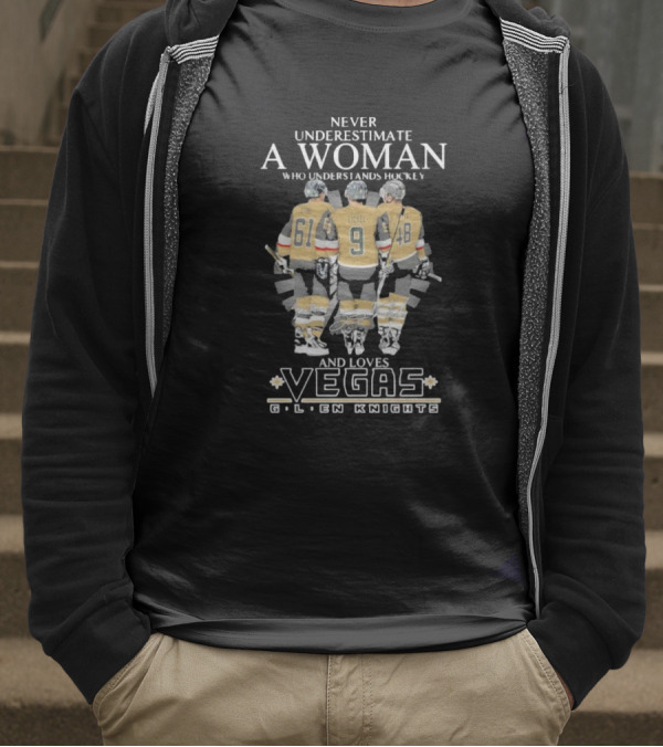 Never Underestimate A Woman Who Understands Hockey Stone Eichel Loves Vegas Golden Knights T-Shirt
