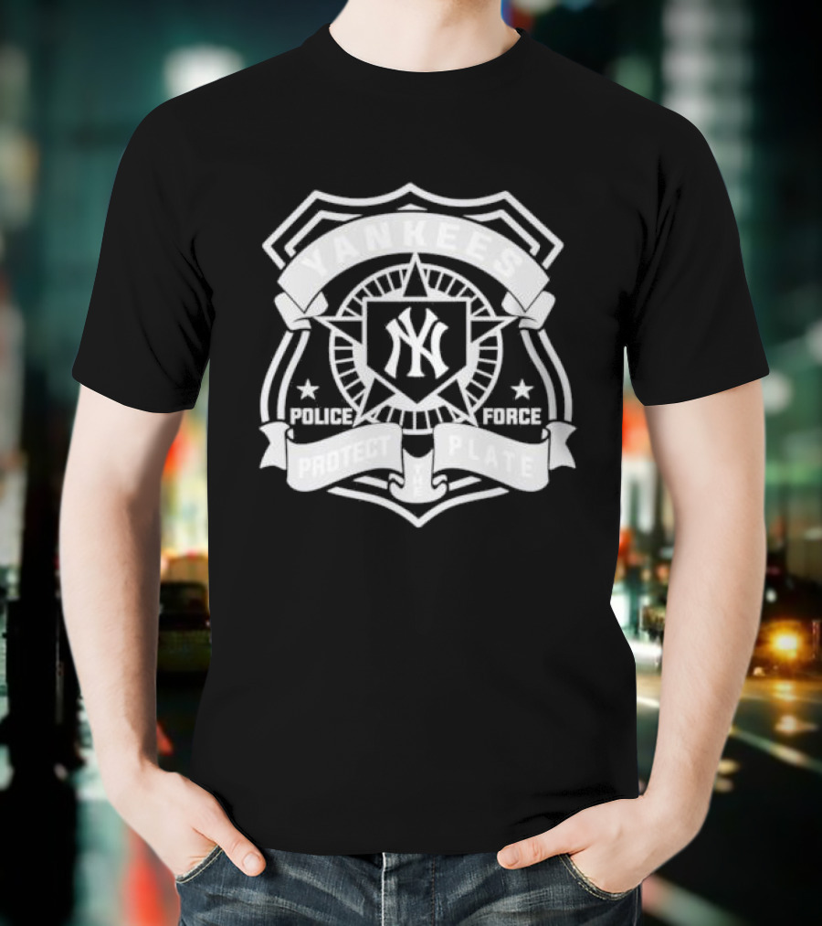 Yankees Police Force Protect Plate Badge Symbol T-Shirt