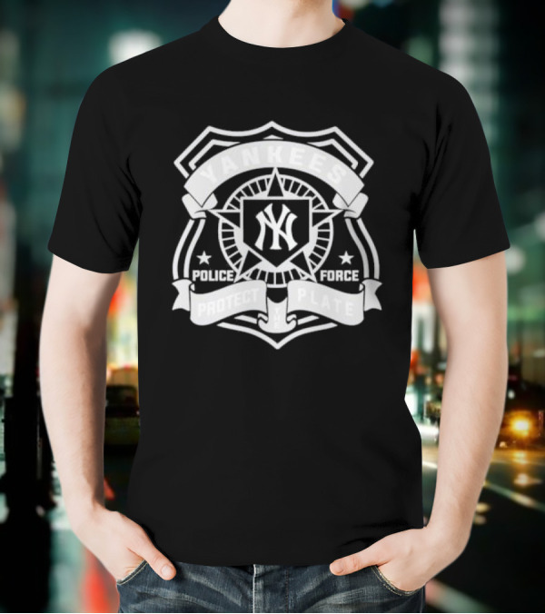 Yankees Police Force Protect Plate Badge Symbol T-Shirt
