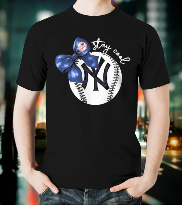 New York Yankees Stay Cool Bow Baseball Girls Fashion T-Shirt