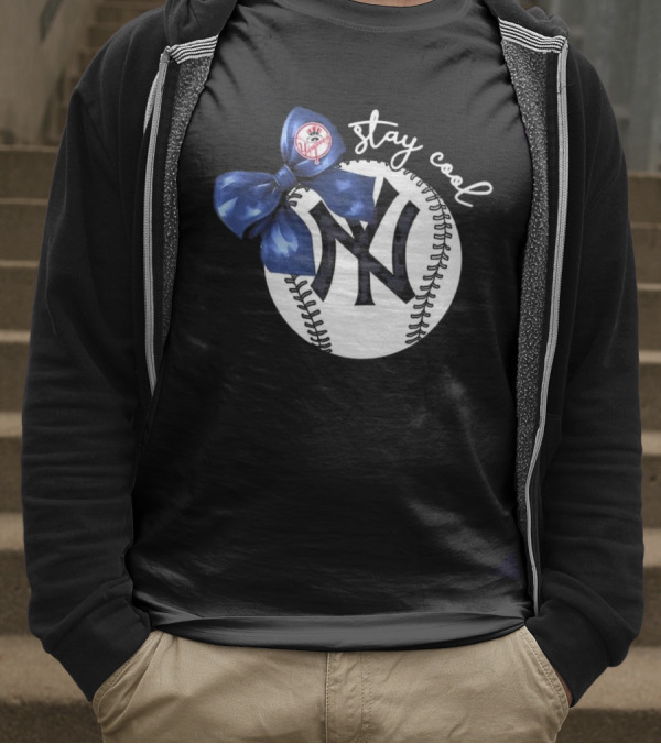 New York Yankees Stay Cool Bow Baseball Girls Fashion T-Shirt