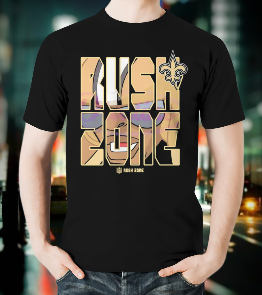 New Orleans Saints Rush Zone NFL Cartoon Fleur-de-Lis T-Shirt
