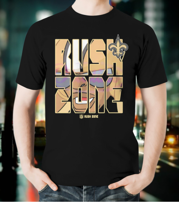 New Orleans Saints Rush Zone NFL Cartoon Fleur-de-Lis T-Shirt