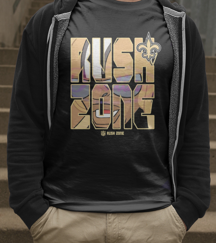 New Orleans Saints Rush Zone NFL Cartoon Fleur-de-Lis T-Shirt