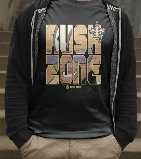 New Orleans Saints Rush Zone NFL Cartoon Fleur-de-Lis T-Shirt