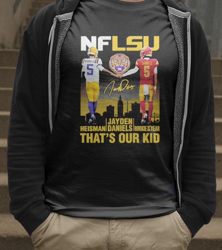 NFLSU Jayden Daniels That's Our Kid Quarterback Tiger Symbol T-Shirt